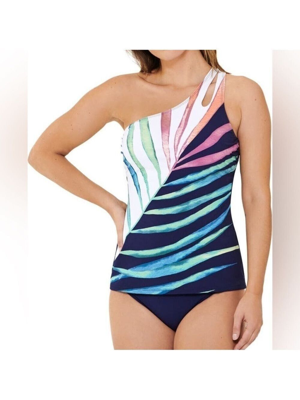 CHRISTINA ONE SHOULDER TANKINI TOP SZ 10